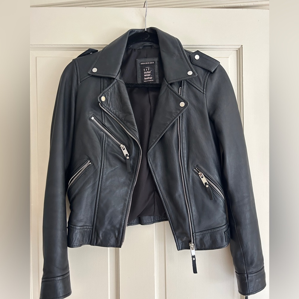 Zara real leather biker jacket